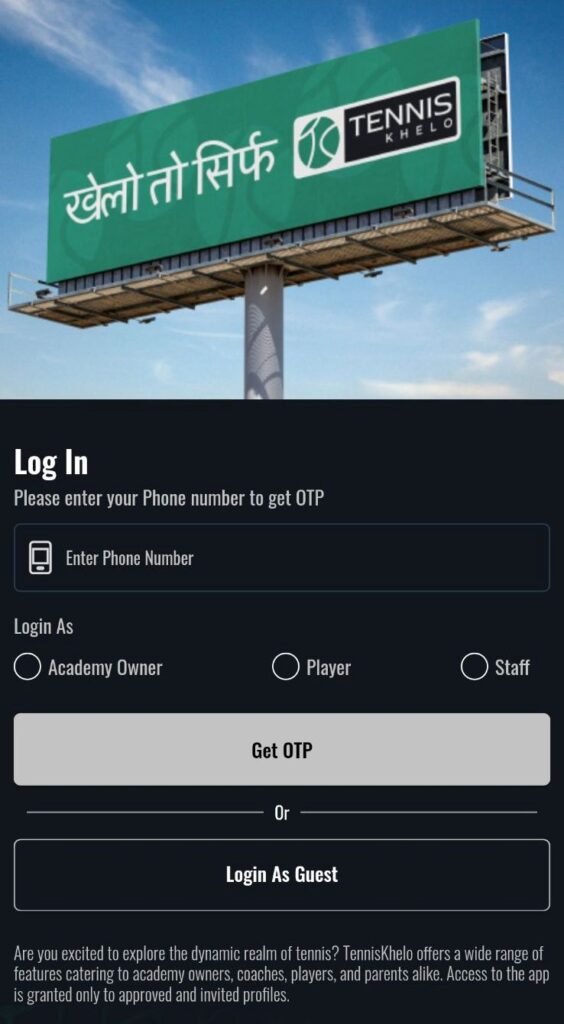 tenniskhelo app login
