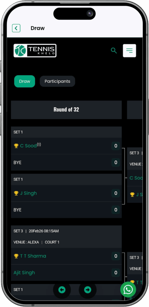 Draw management software Tenniskhelo