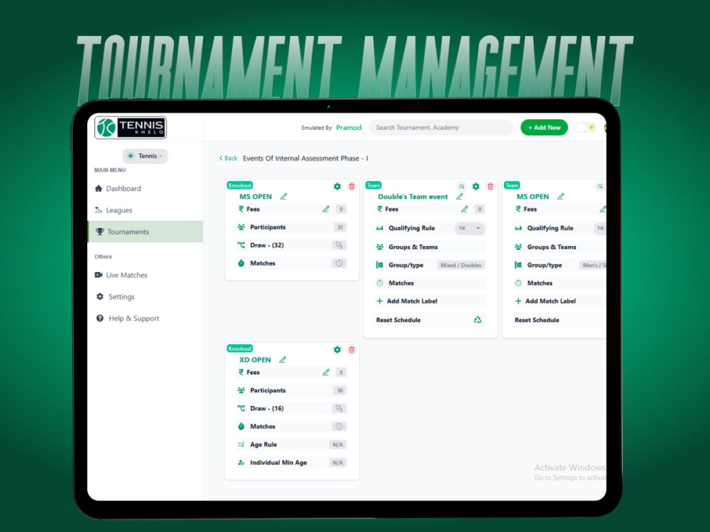 Right tournament management software